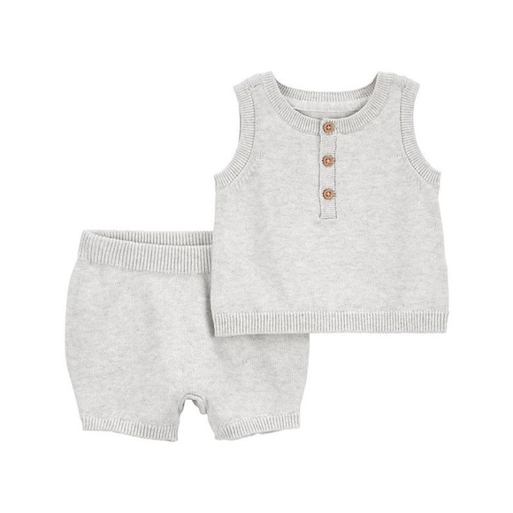 infant baby Carter’s Gray Knit Baby 2 piece shorts and tank top Set 3M - Picture 1 of 8